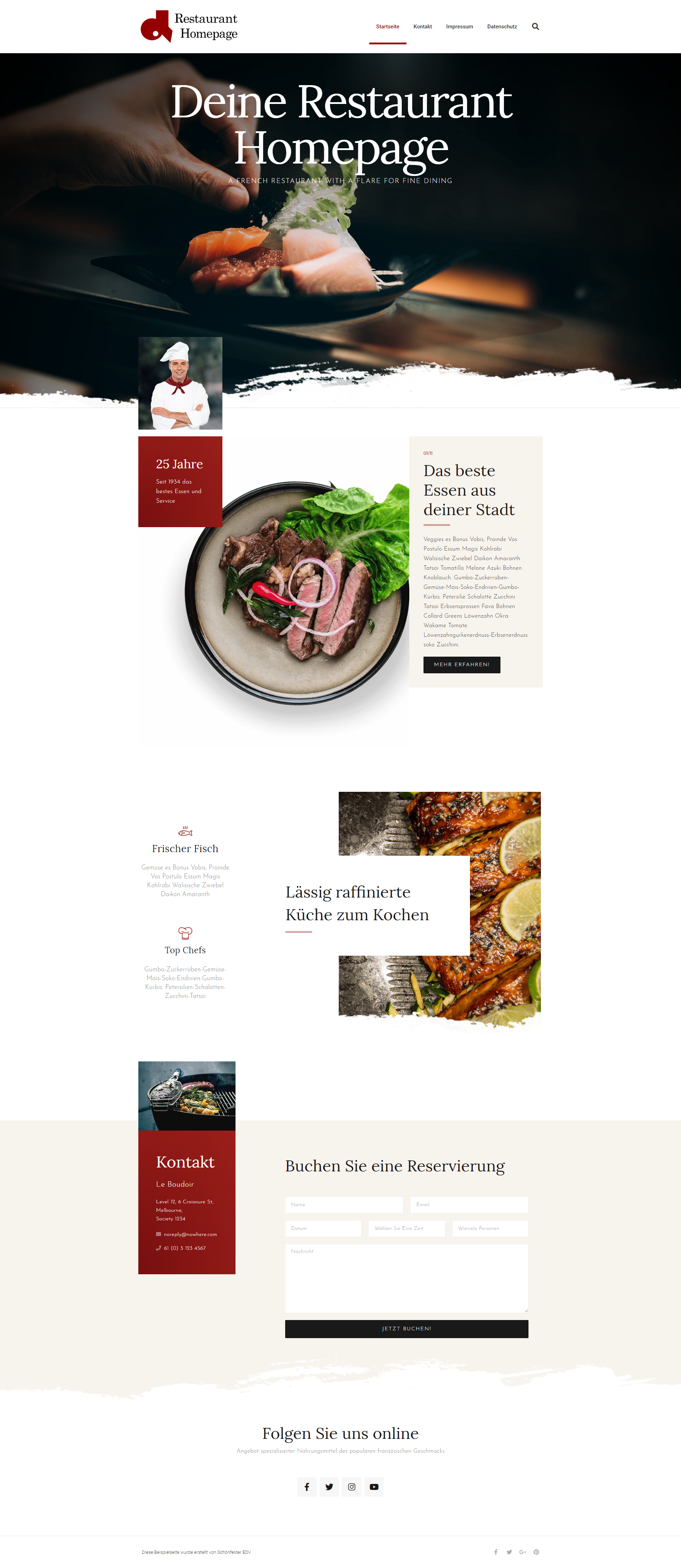 Restaurant-Homepage Beispiel 1