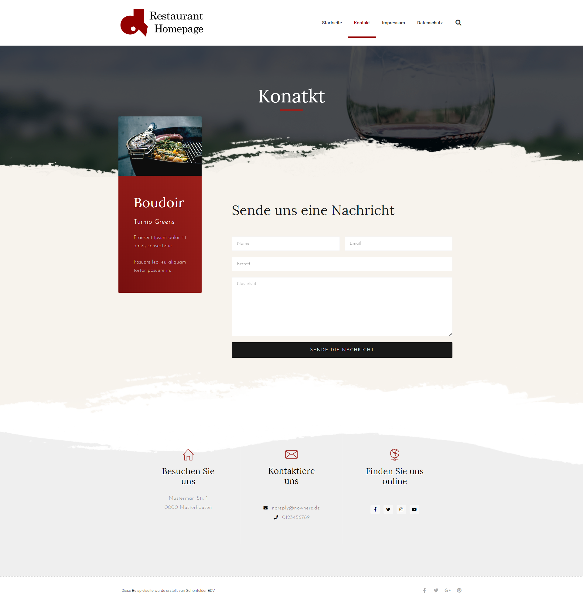 Restaurant-Homepage Beispiel 2