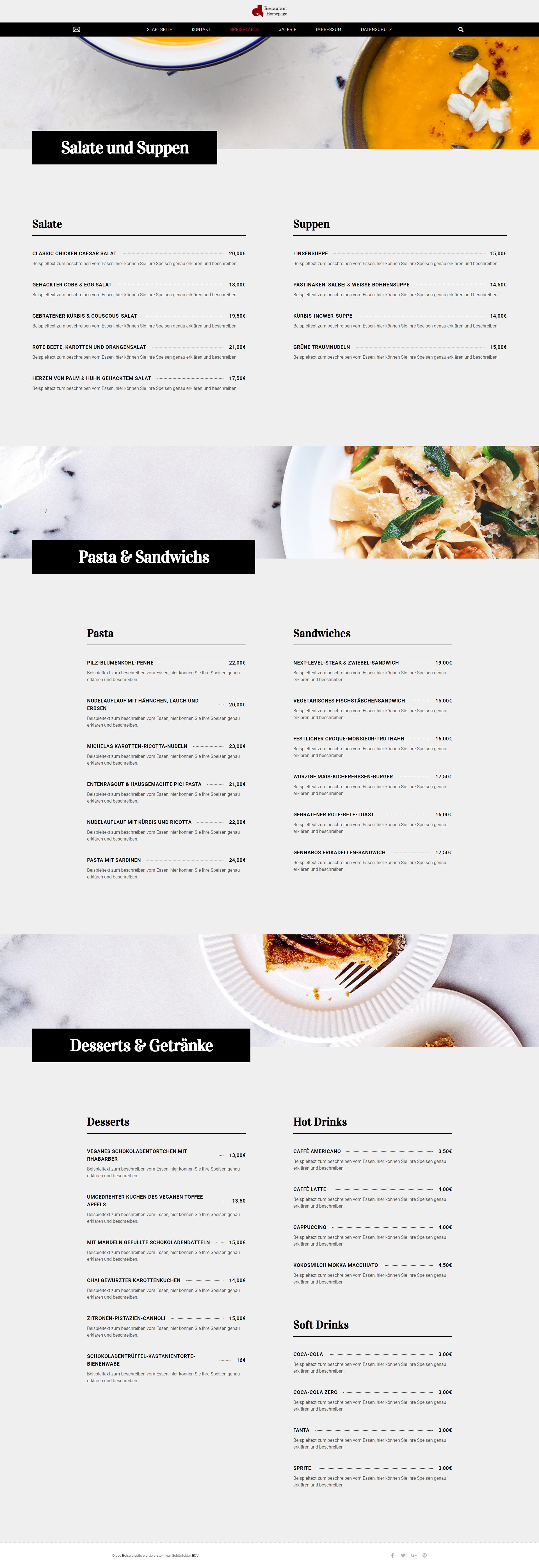 Responsive Restaurant-Homepage – Referenzbeispiel 8 von Schönfelder EDV