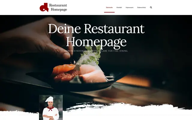 Demoseite: Startseite eines Fine-Dining-Restaurants im dunklen Design