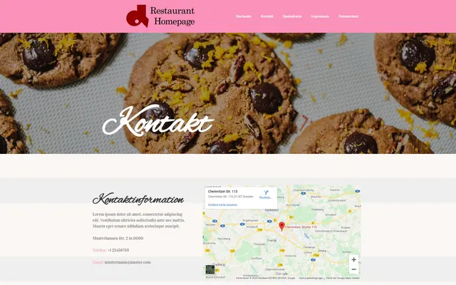 Demoseite: Kontaktseite mit Karte und Nachrichtenformular